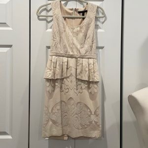 BCBG Maxazria cream peplum dress size 0